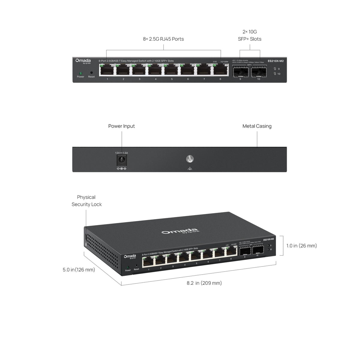 TP-Link ES210X-M2 Omada 8-Port 2.5G Easy Managed Switch with 2 10GE SFP+ Slots - ACE Peripherals