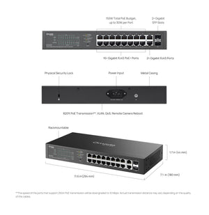 TP-Link ES220GP Omada 20-Port Gigabit Easy Managed Switch with 16-Port PoE+ - ACE Peripherals