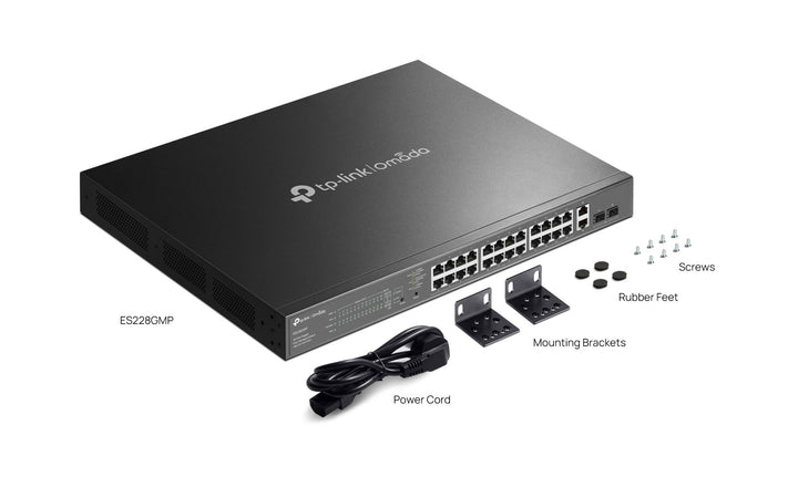 TP - Link ES228GMP Omada 28 - Port Gigabit Easy Managed 250m Long Range POE Switch with 24 - Port PoE+ - ACE Peripherals