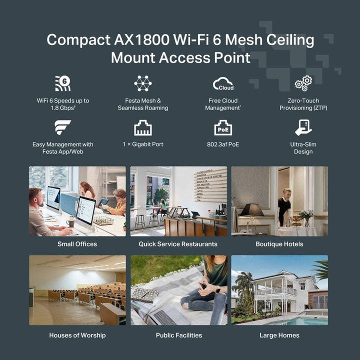 TP - Link Festa F61 AX1800 Ceiling Mount WiFi 6 Access Point - ACE Peripherals