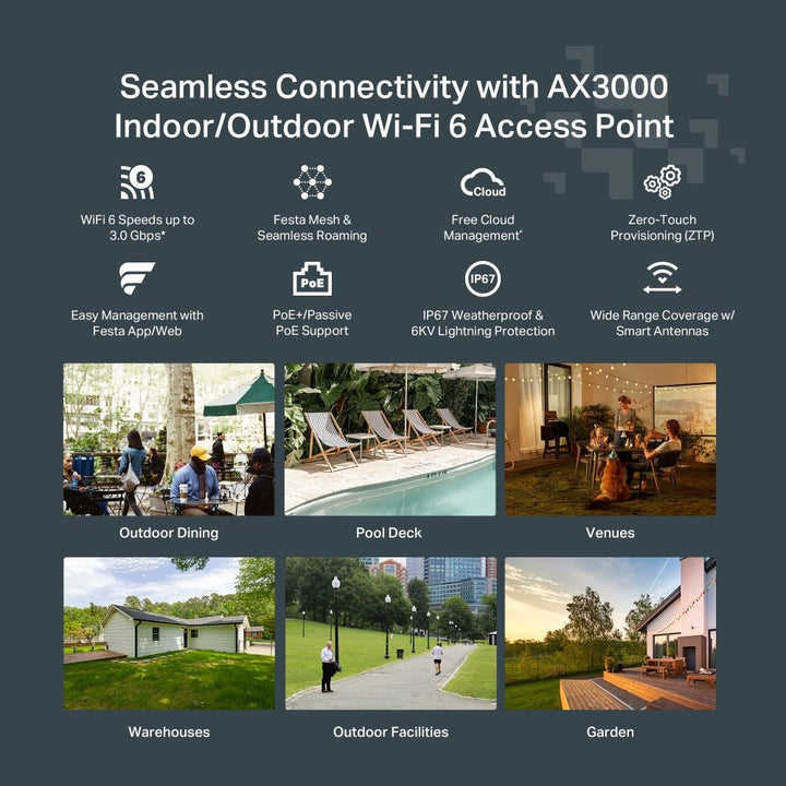 TP - Link Festa F65 - Outdoor AX3000 Outdoor WiFi 6 Access Point - ACE Peripherals