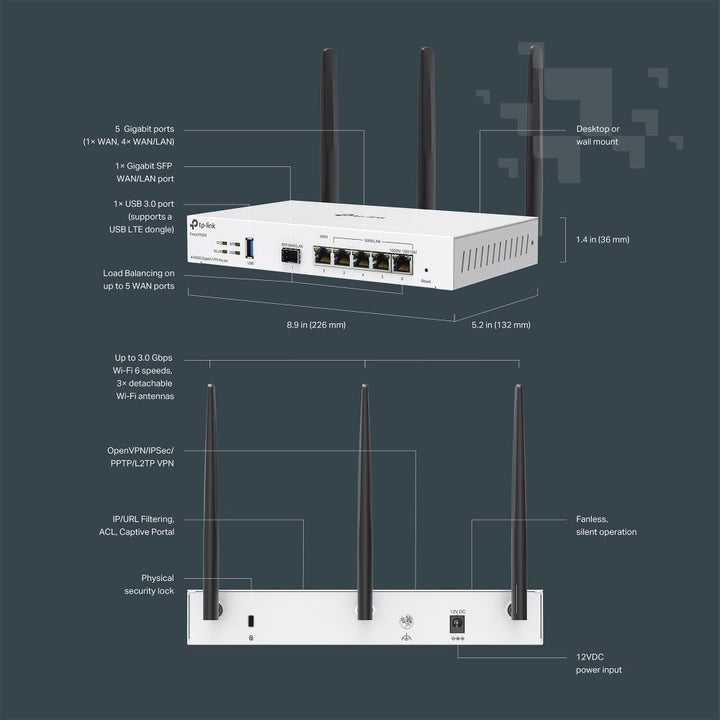 TP - Link Festa FR365 AX3000 Gigabit VPN WiFi Gateway Router - ACE Peripherals