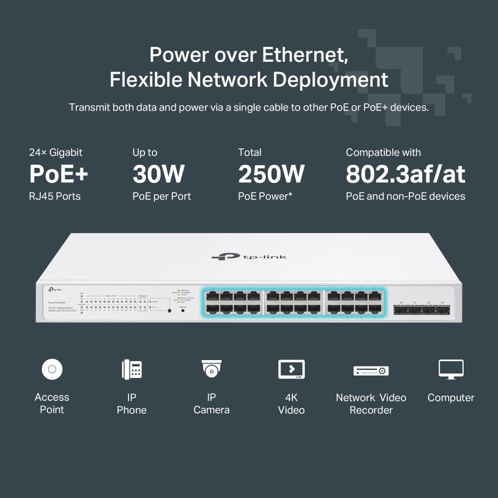 TP - Link Festa FS328GP 28 - Port Gigabit Smart Switch with 24 - Port PoE+ - ACE Peripherals