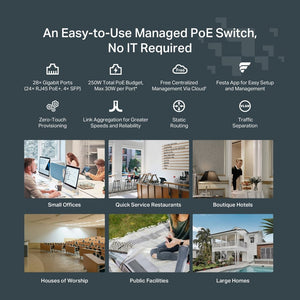 TP - Link Festa FS328GP 28 - Port Gigabit Smart Switch with 24 - Port PoE+ - ACE Peripherals