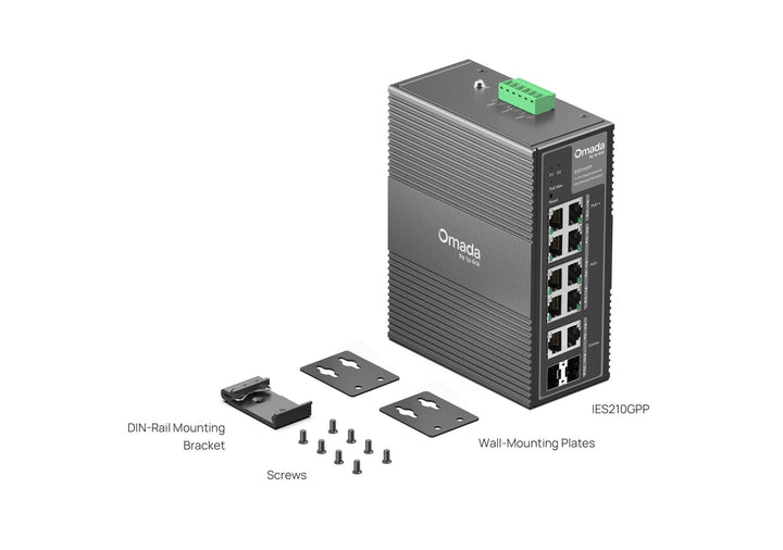 TP - Link IES210GPP Omada 10 - Port Gigabit Industrial Easy Managed 250m Long Range POE Switch with PoE++ - ACE Peripherals