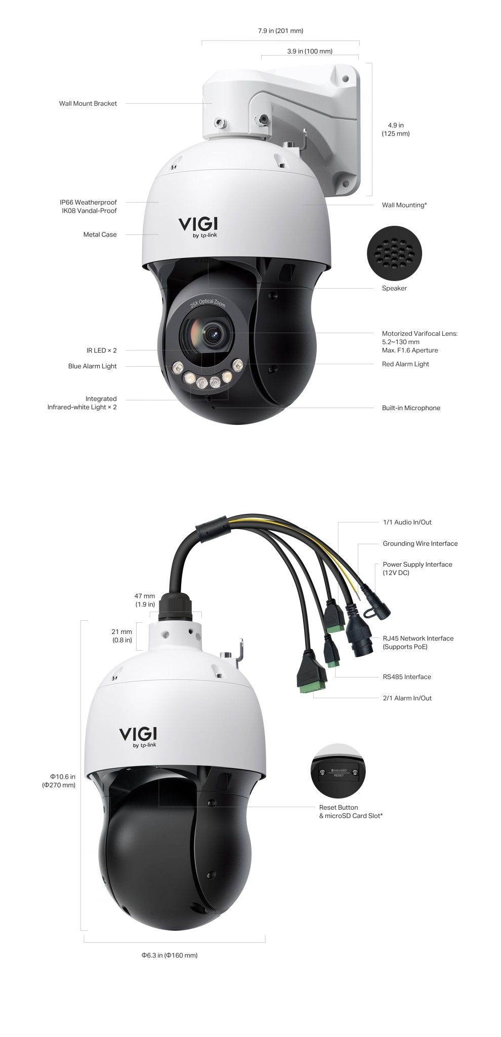 TP-Link InSight PTZ5425 VIGI 5-inch 4MP 25X Full-Color 360° Pan Tilt Zoom Network Speed Dome Camera - ACE Peripherals