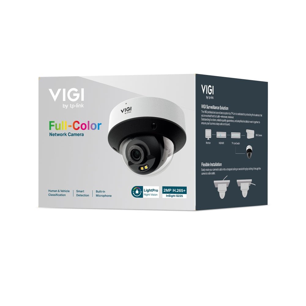 TP - Link InSight S225 VIGI 2MP Full - Color Dome Network Camera - ACE Peripherals