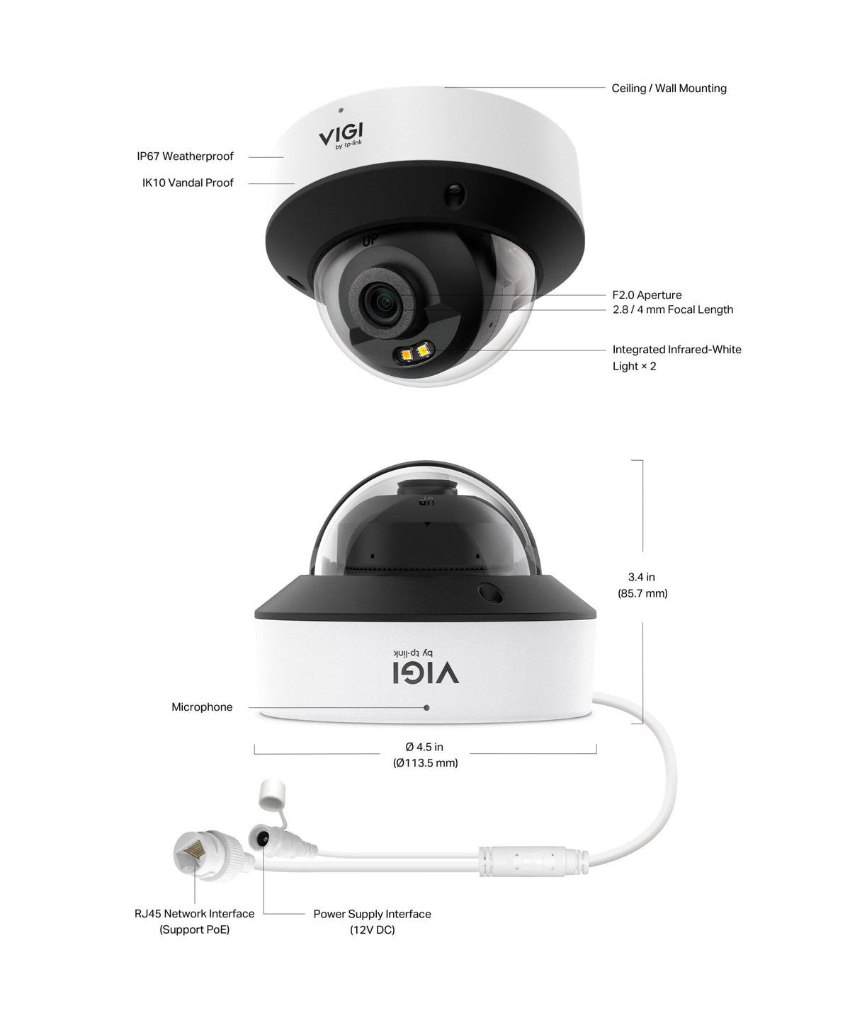 TP - Link InSight S225 VIGI 2MP Full - Color Dome Network Camera - ACE Peripherals