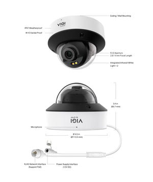 TP - Link InSight S225 VIGI 2MP Full - Color Dome Network Camera - ACE Peripherals