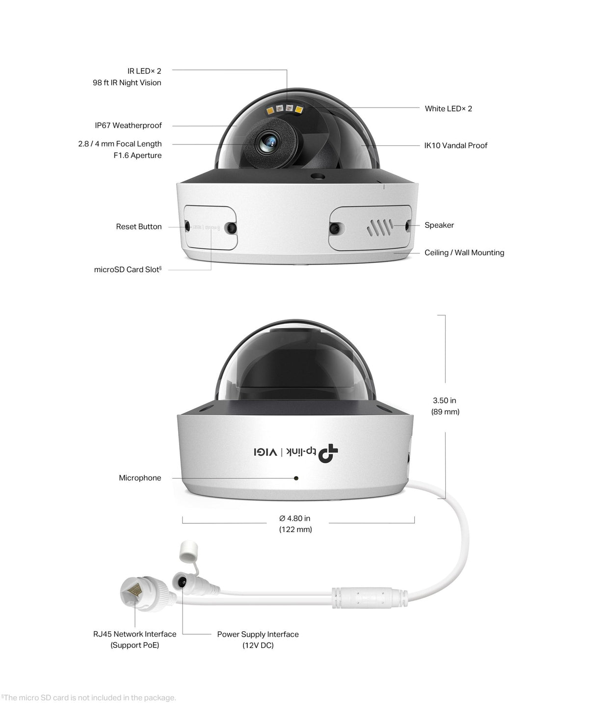 TP - Link InSight S245 VIGI 4MP Full - Color Dome Network Camera - ACE Peripherals