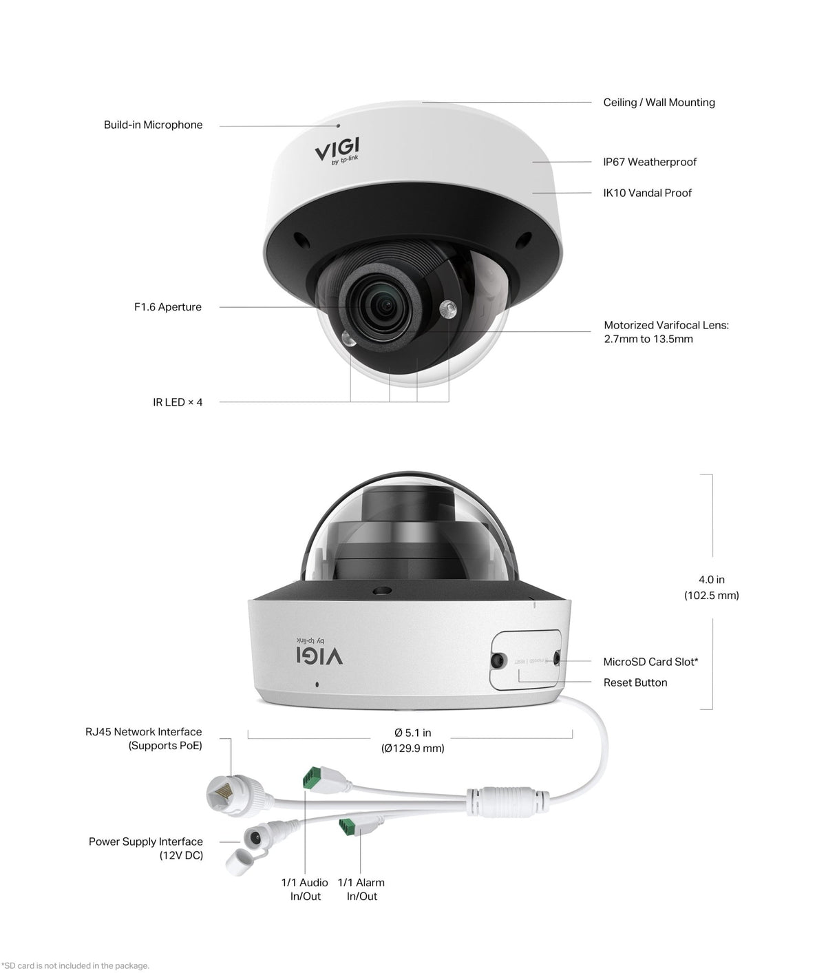 TP - Link InSight S245ZI VIGI 4MP IR Motorized Varifocal Dome Network Camera - ACE Peripherals