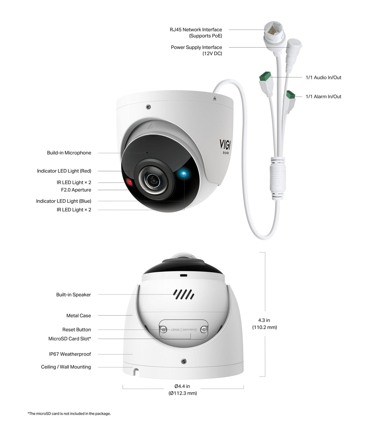 TP - Link InSight S485PI VIGI 8MP Outdoor IR 180° Panoramic Turret Network Camera - ACE Peripherals