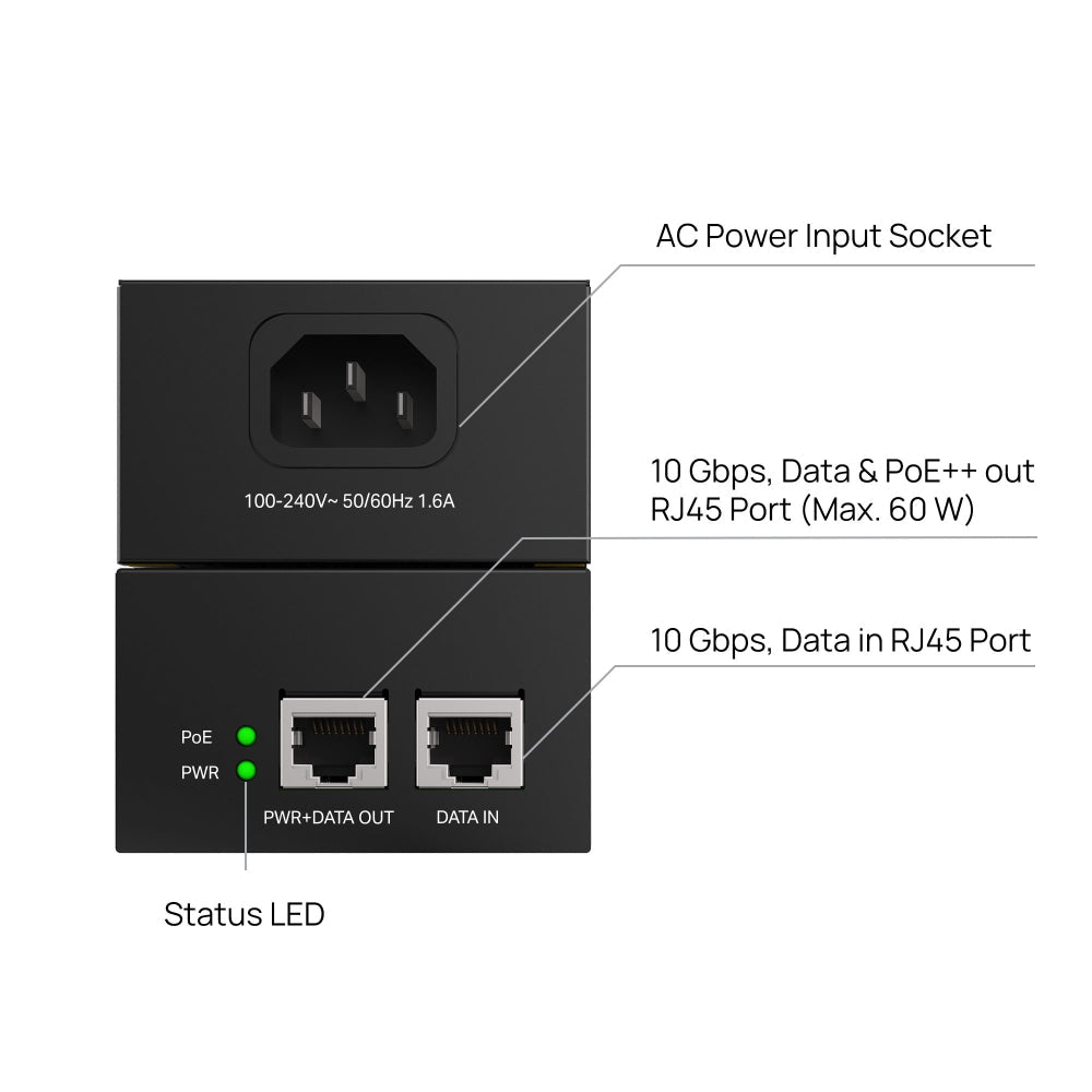 TP-Link POE370S Omada 10G PoE++ Injector 60W - ACE Peripherals