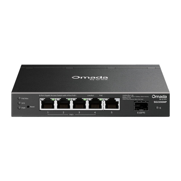 TP - Link SG2206MP Omada Access 6 - Port Gigabit Switch with 4 - Port PoE+ - ACE Peripherals