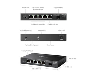 TP - Link SG2206MP Omada Access 6 - Port Gigabit Switch with 4 - Port PoE+ - ACE Peripherals