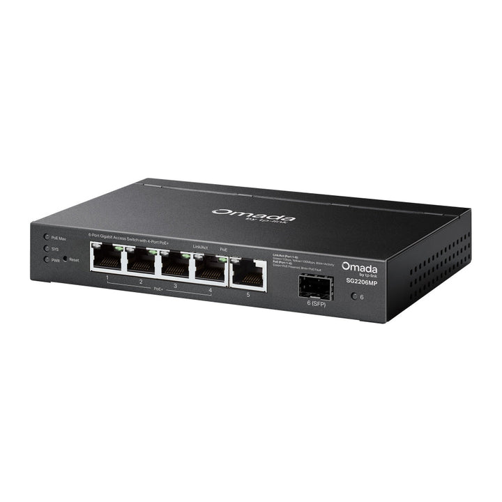TP - Link SG2206MP Omada Access 6 - Port Gigabit Switch with 4 - Port PoE+ - ACE Peripherals