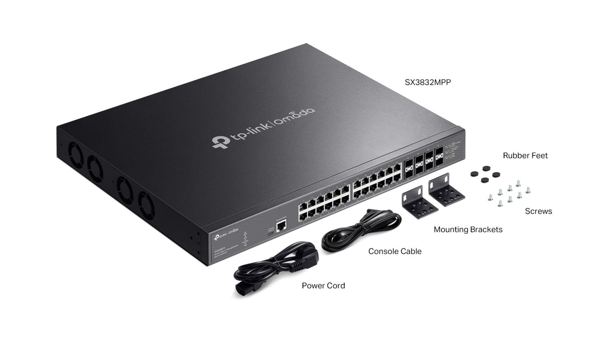 TP - Link SX3832MPP Omada 32 - Port 10GE L2+ Managed Switch with 24 - Port PoE++ - ACE Peripherals
