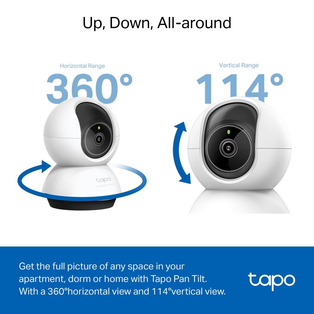 TP - Link Tapo TC74 5MP 3K QHD Wi - Fi 360º Pan Tilt IP Camera with AI - ACE Peripherals