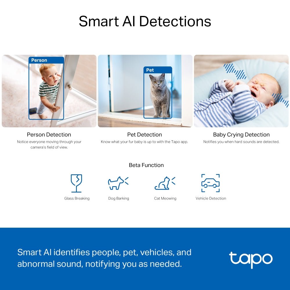 TP - Link Tapo TC74 5MP 3K QHD Wi - Fi 360º Pan Tilt IP Camera with AI - ACE Peripherals