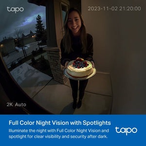 TP - Link TD21 Tapo Smart Video Doorbell 2K 3MP 160° Camera (D210) - ACE Peripherals