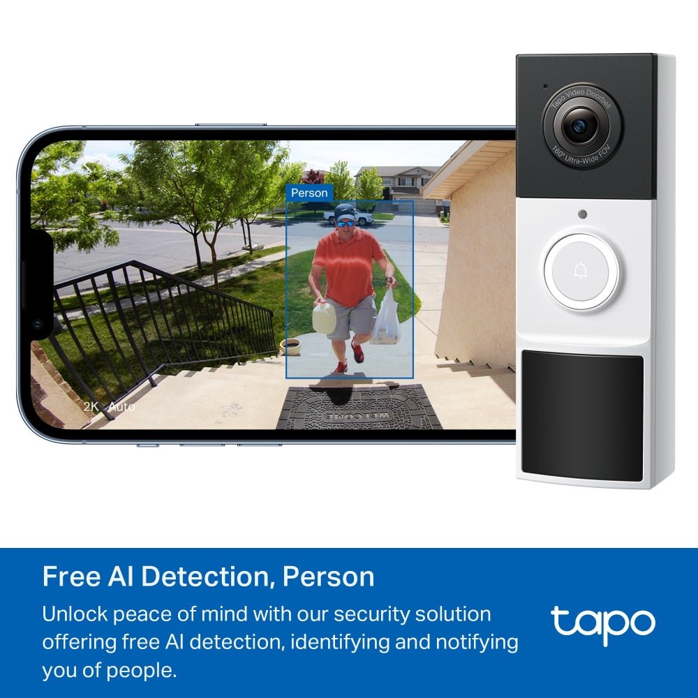 TP - Link TD21 Tapo Smart Video Doorbell 2K 3MP 160° Camera (D210) - ACE Peripherals
