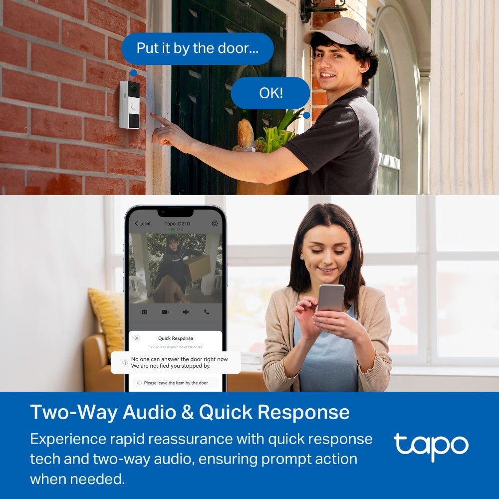TP - Link TD21 Tapo Smart Video Doorbell 2K 3MP 160° Camera (D210) - ACE Peripherals