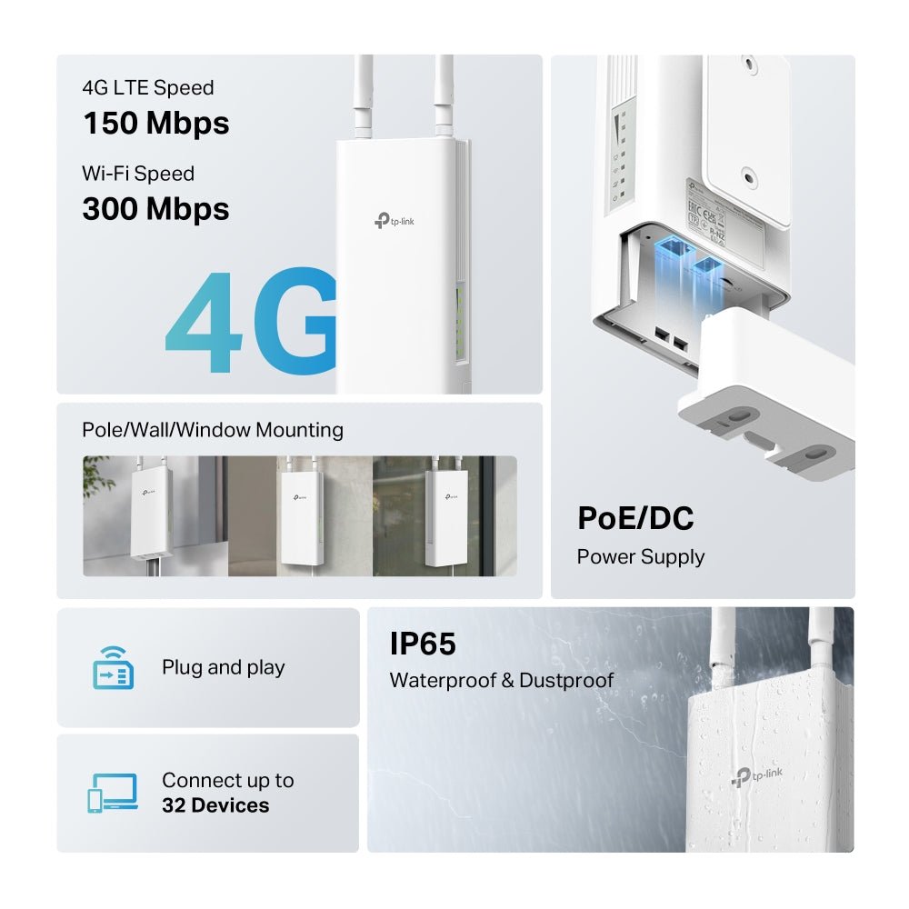 TP - Link TL - MR100 - Outdoor 4G LTE Wi - Fi IP65 PoE Outdoor Router - ACE Peripherals