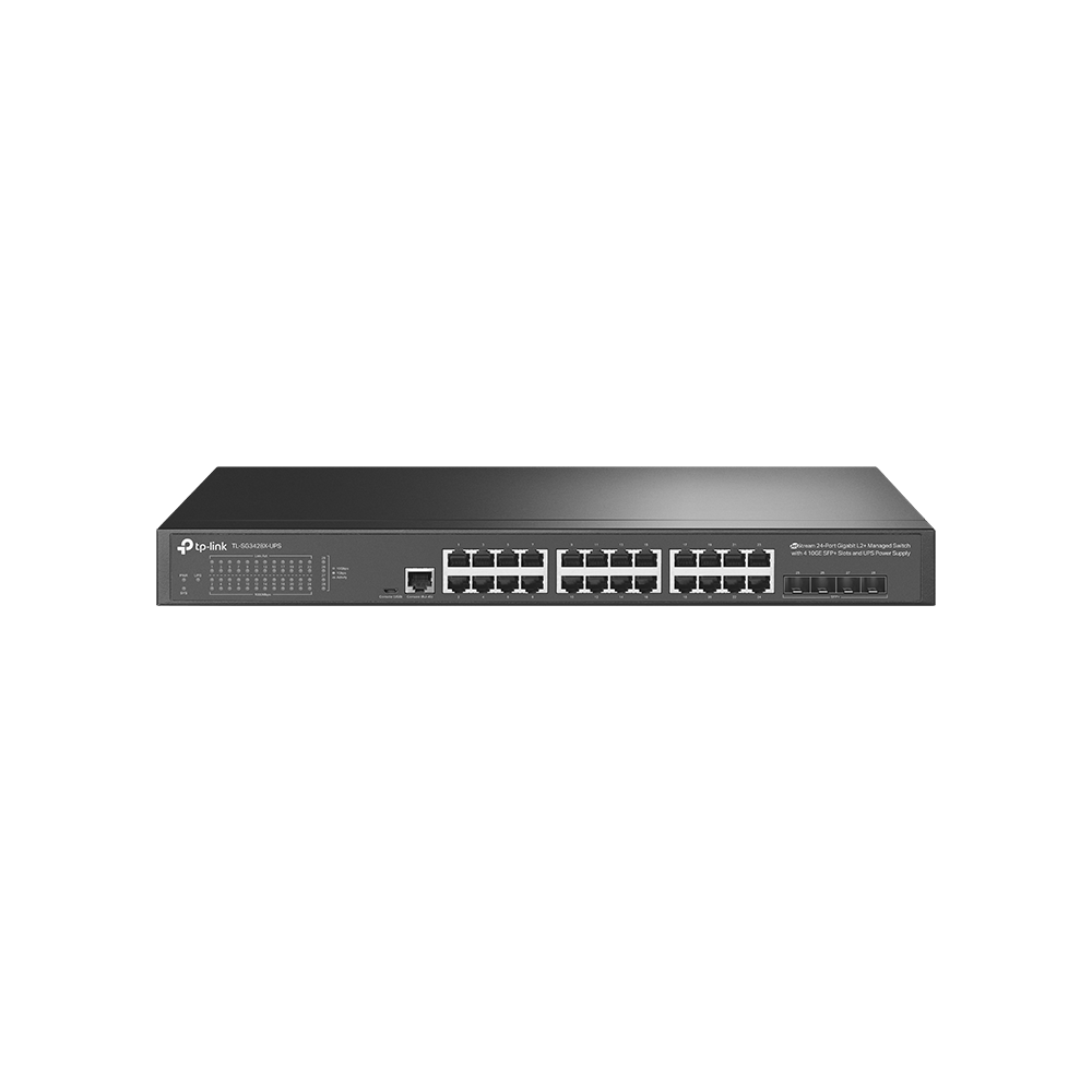 TP - Link TL - SG3428X - UPS JetStream 24 - Port Gigabit L2+ Managed Switch with 4 10GE SFP+ Slots and UPS Power Supply