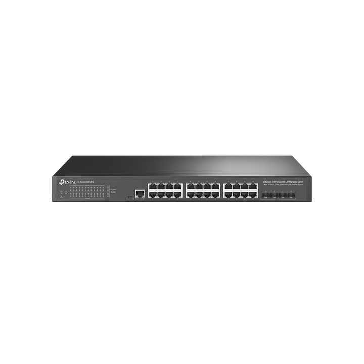 TP - Link TL - SG3428X - UPS JetStream 24 - Port Gigabit L2+ Managed Switch with 4 10GE SFP+ Slots and UPS Power Supply