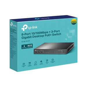 TP-Link TL-SL1311P 8-Port 10/100 Mbps PoE+ Switch with 3 Gigabit Uplinks - ACE Peripherals