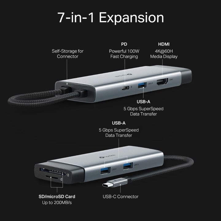 TP - Link UH7021C USB Type - C 7 - in - 1 Hub - ACE Peripherals