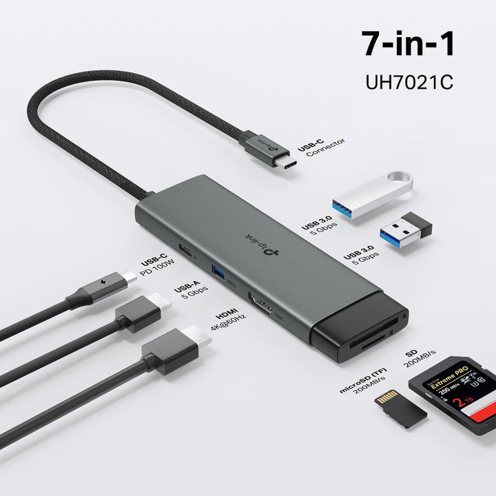 TP - Link UH7021C USB Type - C 7 - in - 1 Hub - ACE Peripherals