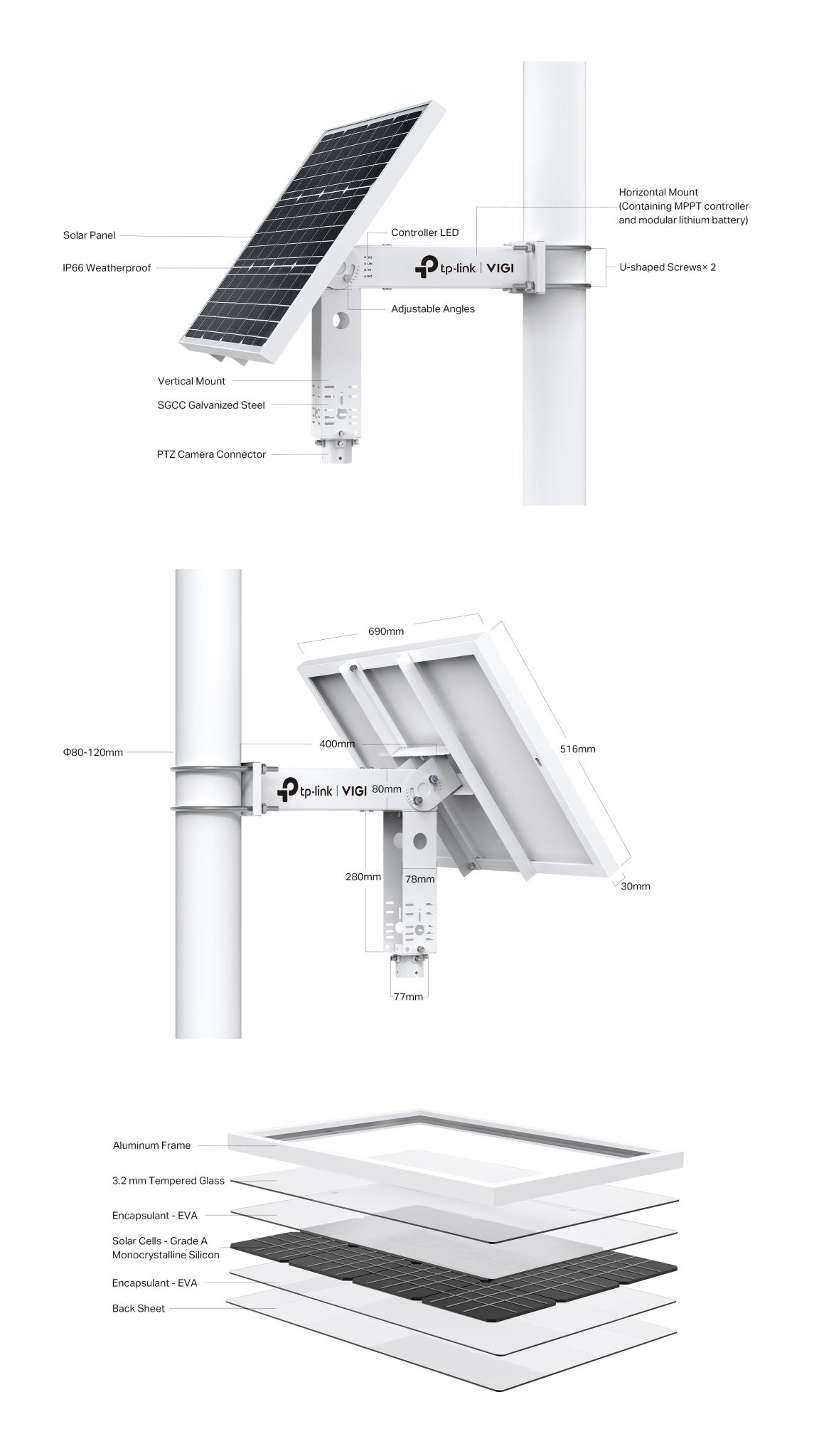 TP-Link VIGI SP6020 60W Intelligent Solar Power Supply System - ACE Peripherals