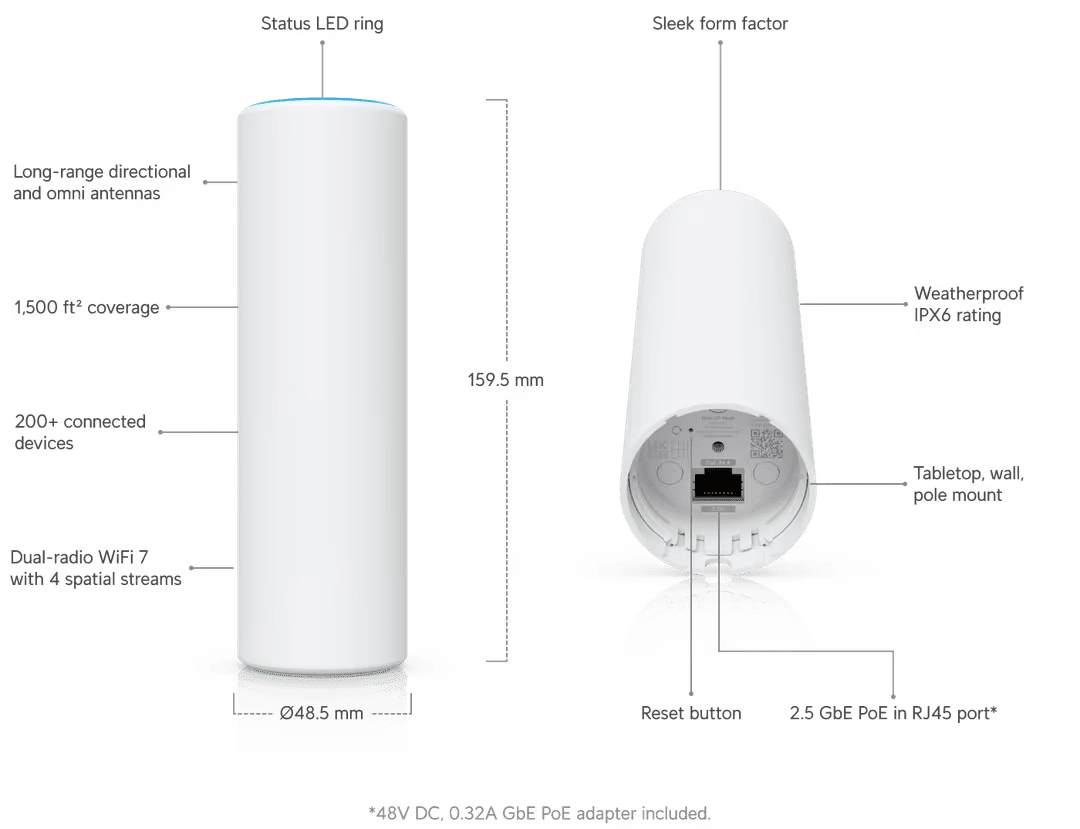 Ubiquiti U7 - Mesh BE5000 U7 Mesh 2.5GbE Compact Access Point - ACE Peripherals