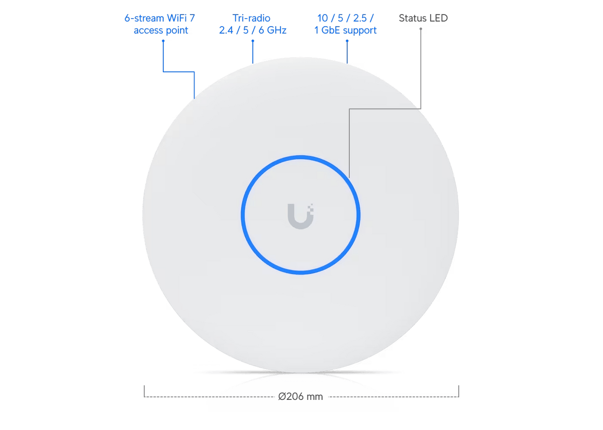 Ubiquiti U7-Pro-XG White front specification drawing