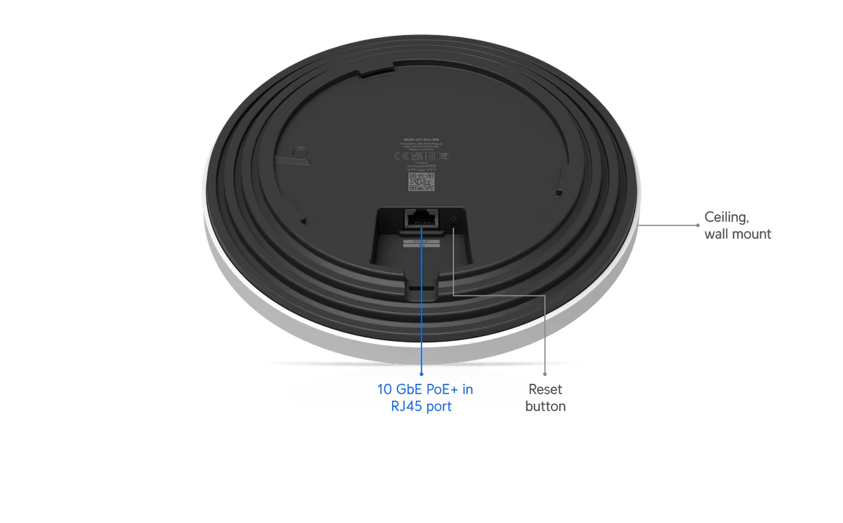Ubiquiti U7-Pro-XG White model dark rear connection drawing