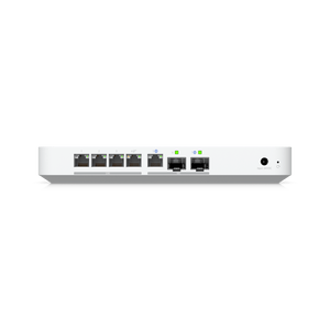 Ubiquiti UCG-Fiber rear Ethernet and SFP+ ports with power input