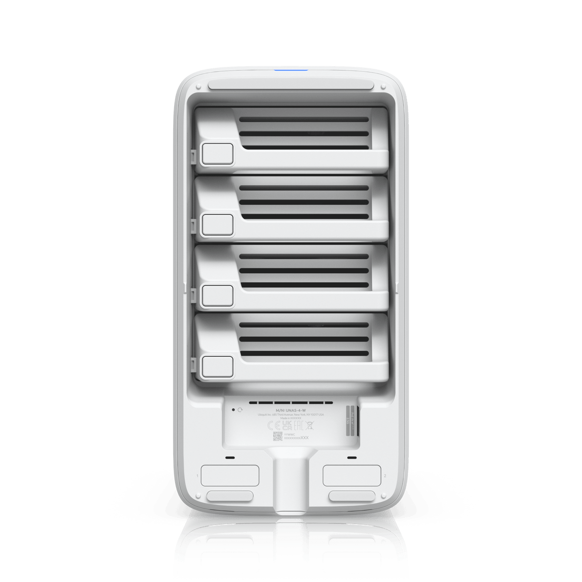 Ubiquiti UNAS-4 White rear drive bays and network ports