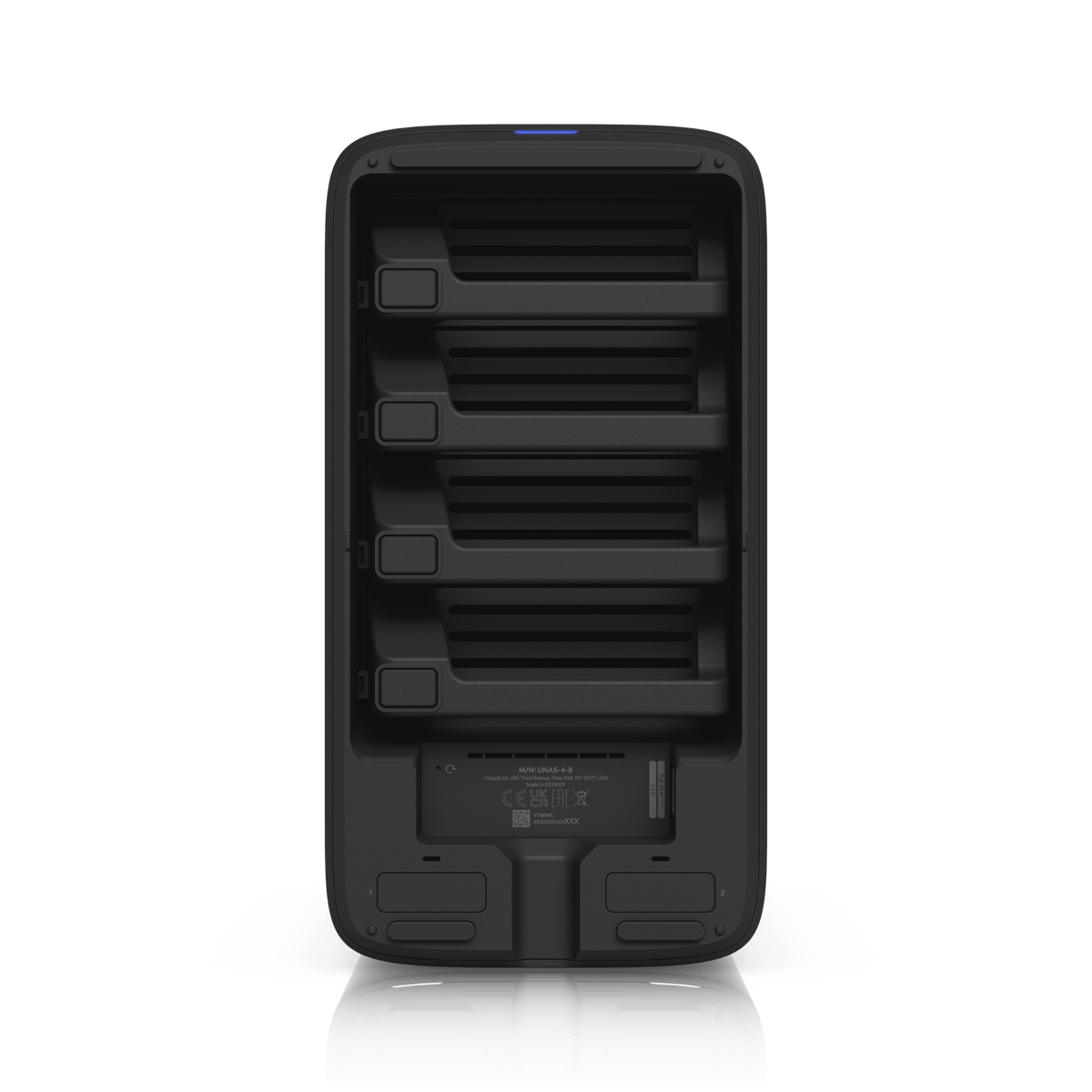 Ubiquiti UNAS-4 Black rear drive bays and network ports