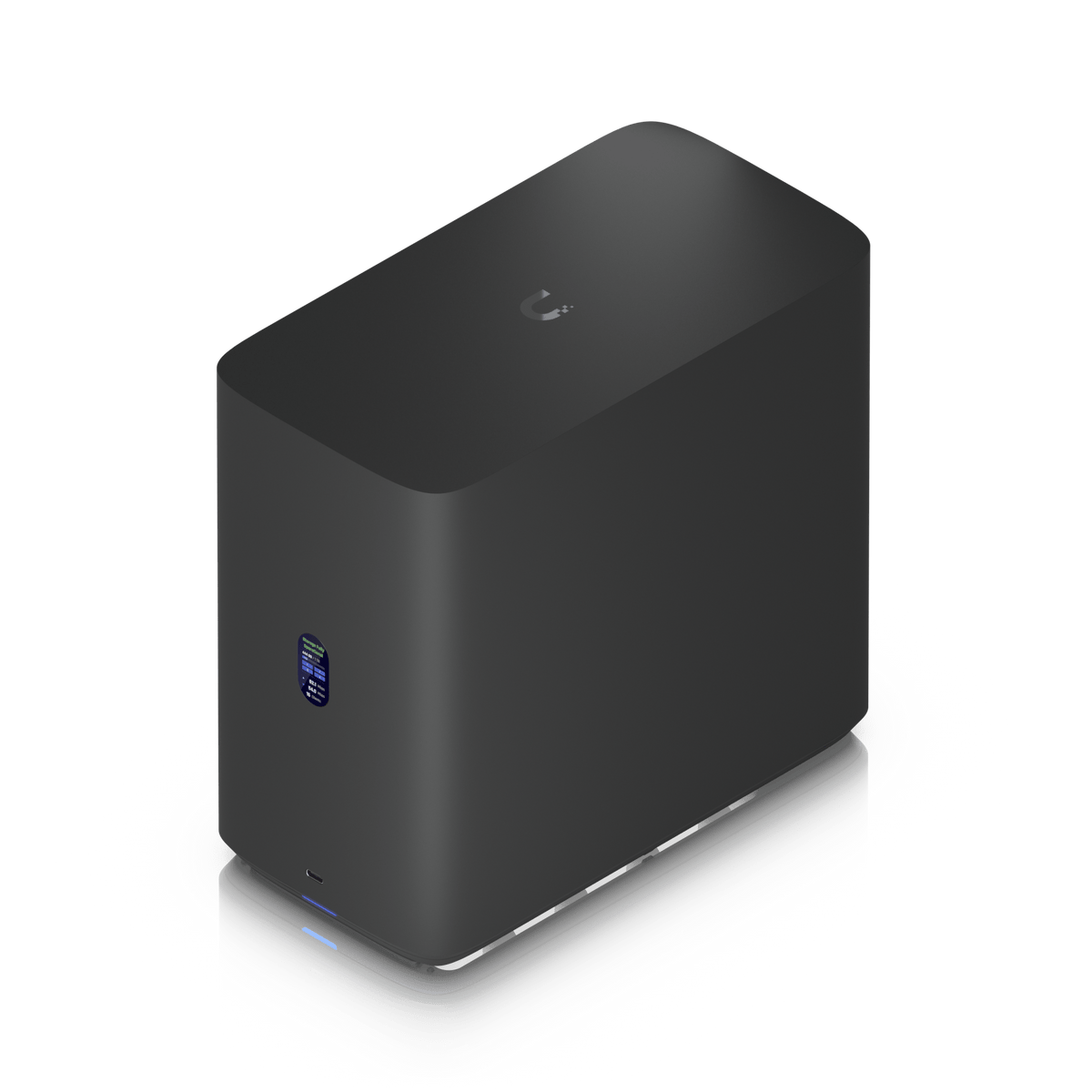Ubiquiti UNAS-4 Black top and front view