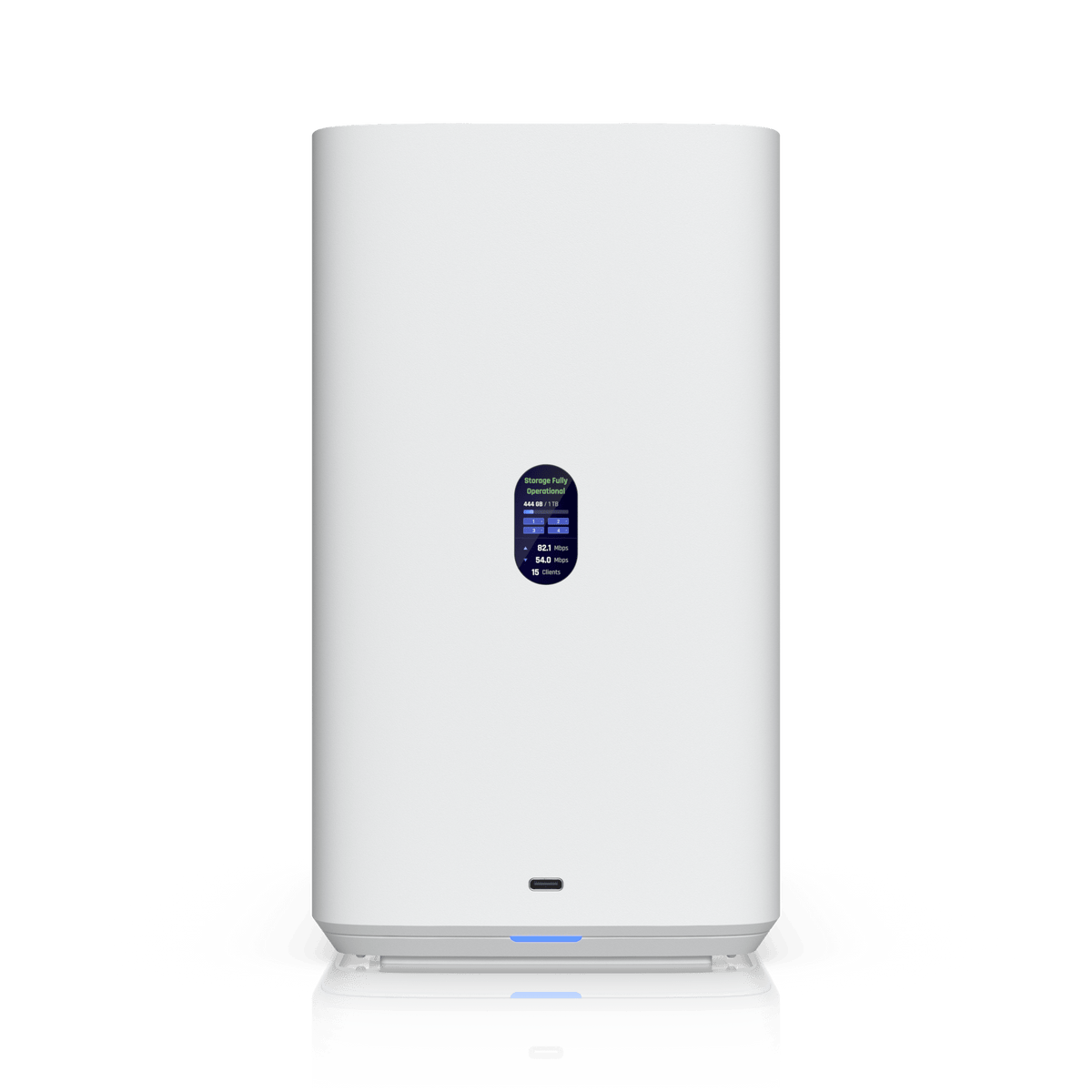 Ubiquiti UNAS-4 White front view with status display