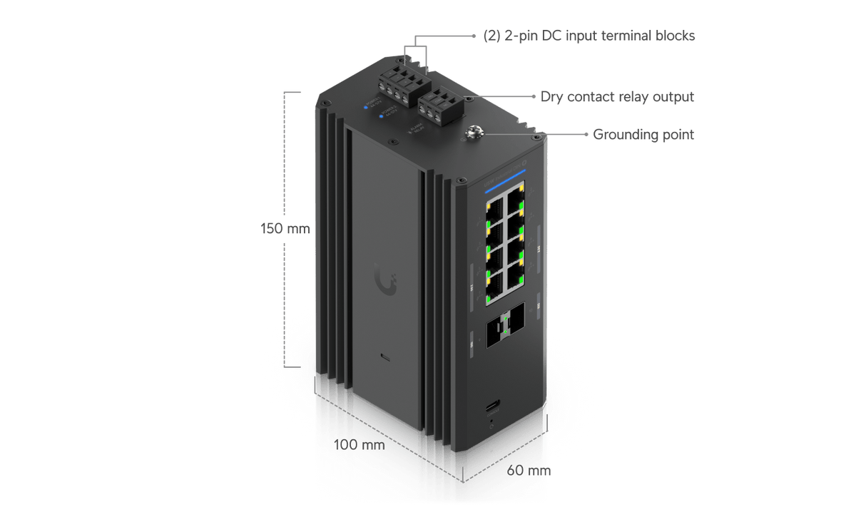 Ubiquiti UniFi USW-Industrial-DIN-2.5G-8-PoE 240W Switch - ACE Peripherals