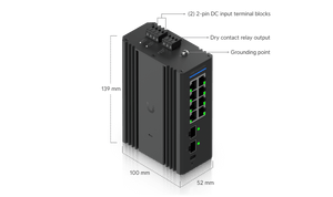 Ubiquiti UniFi USW-Industrial-DIN-8 Gigabit DIN Rail Switch - ACE Peripherals