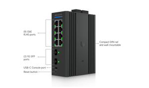 Ubiquiti UniFi USW-Industrial-DIN-8 Gigabit DIN Rail Switch - ACE Peripherals