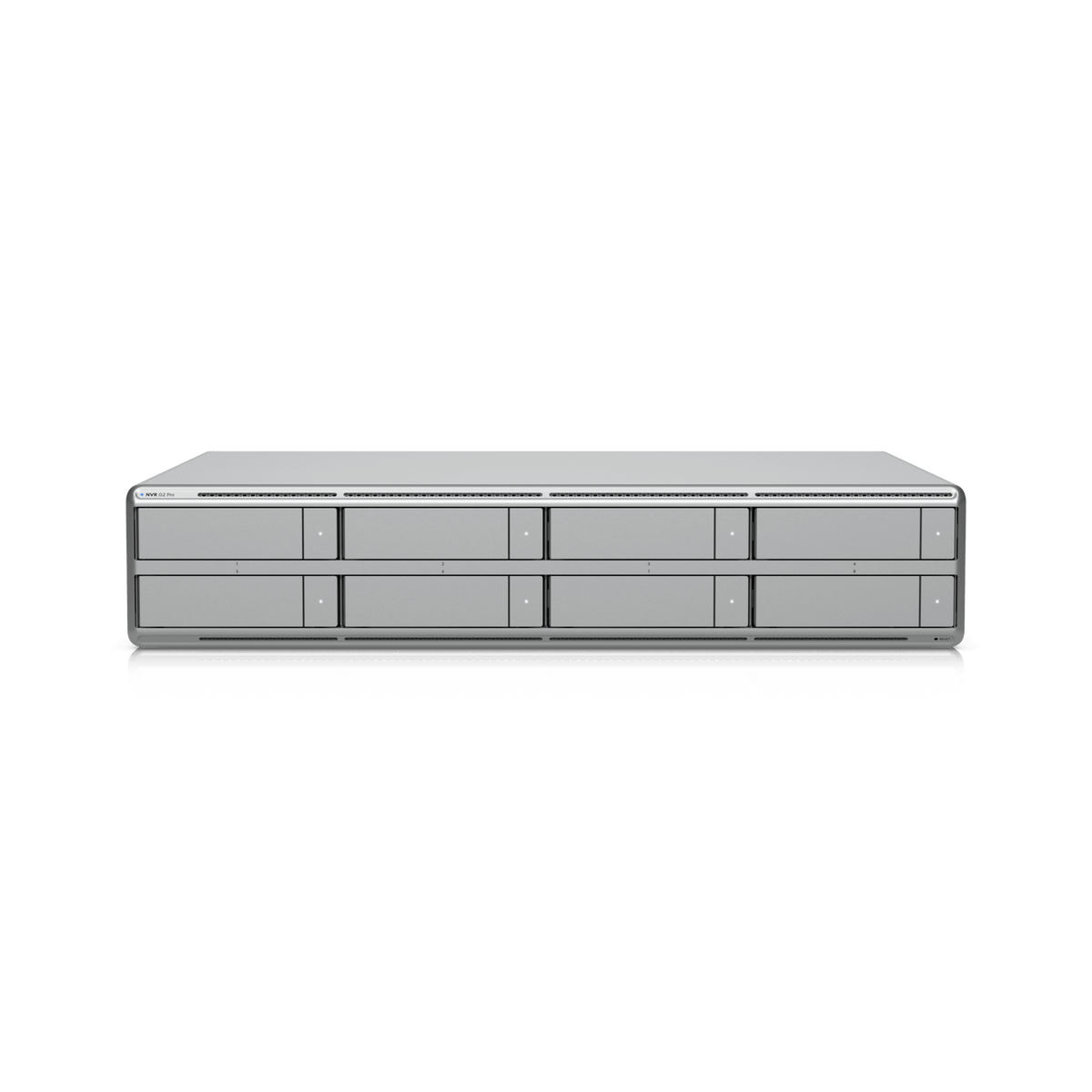 Ubiquiti UNVR-G2-Pro - Angled front view with eight drive bays