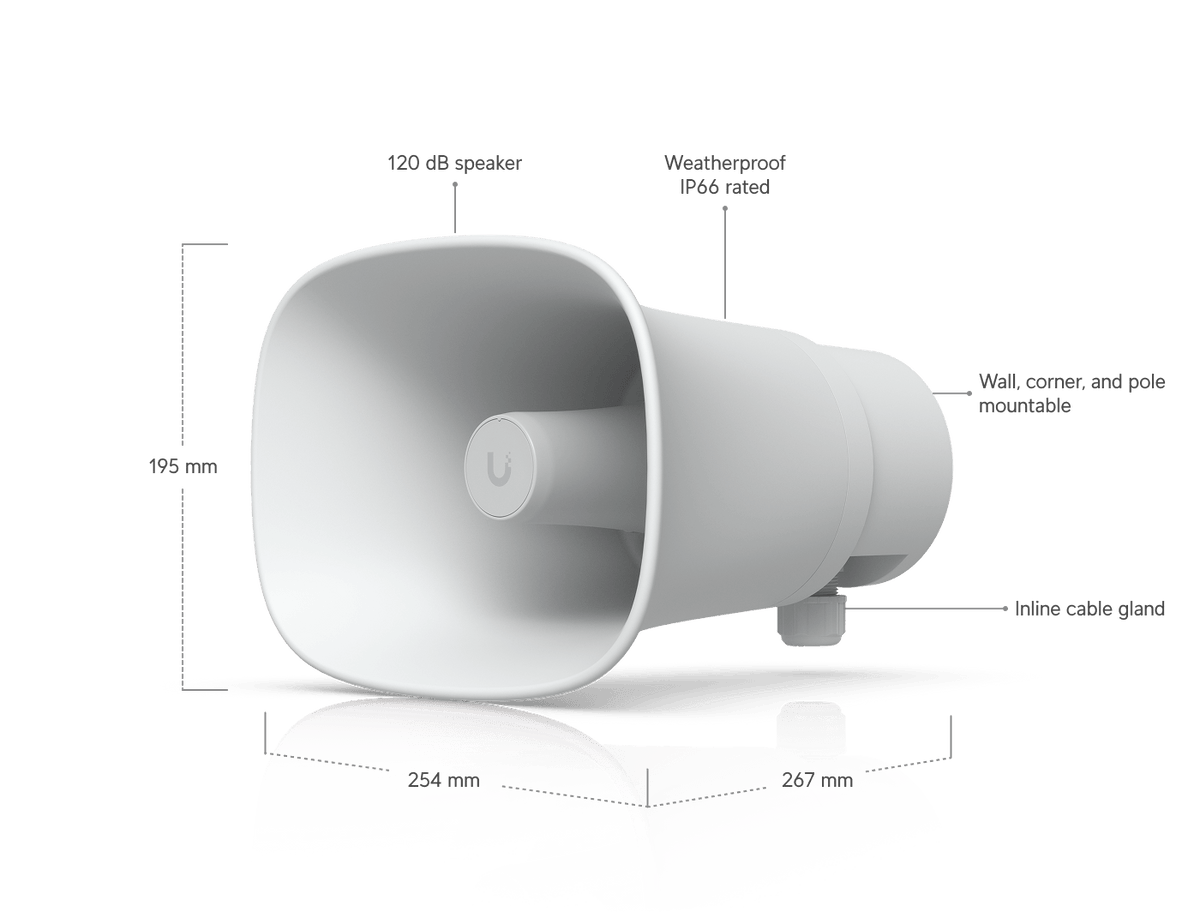 Ubiquiti UP - AI - Horn - Speaker AI Alert Horn Outdoor POE Speaker - ACE Peripherals