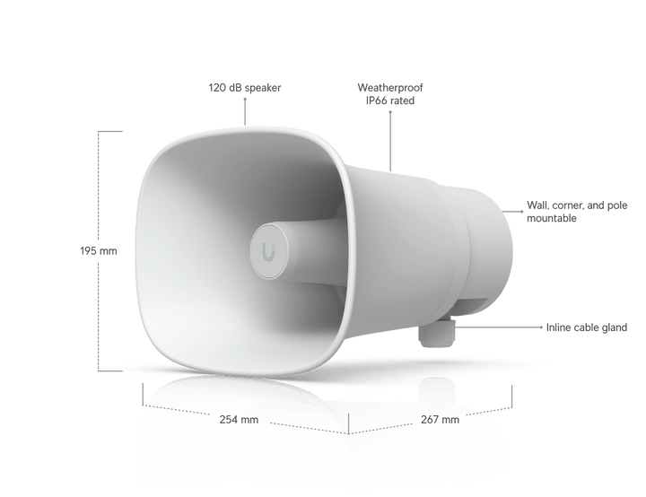 Ubiquiti UP - AI - Horn - Speaker AI Alert Horn Outdoor POE Speaker - ACE Peripherals