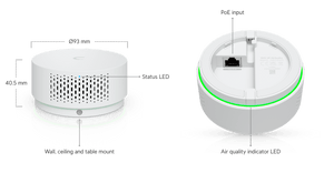 Ubiquiti UP-AirQuality - Dimensions and Ethernet connection diagram