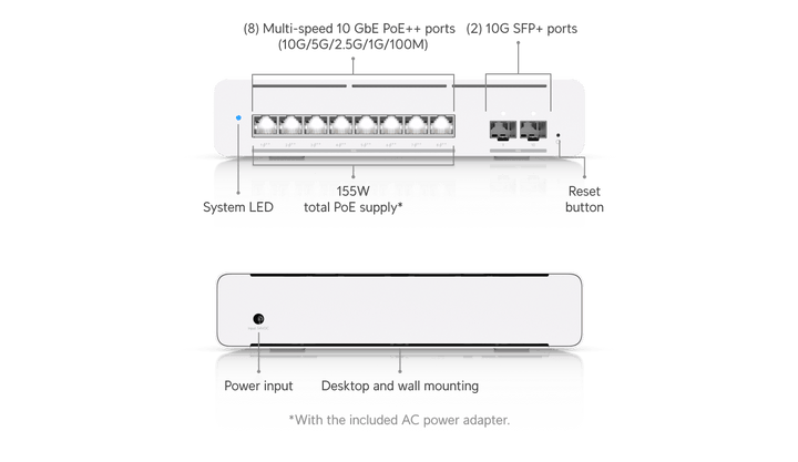 Ubiquiti USW - Pro - XG - 8 - PoE Pro XG 8 PoE 155W Compact 8 - Port 10GbE SFP+ L3 Etherlighting Switch - ACE Peripherals
