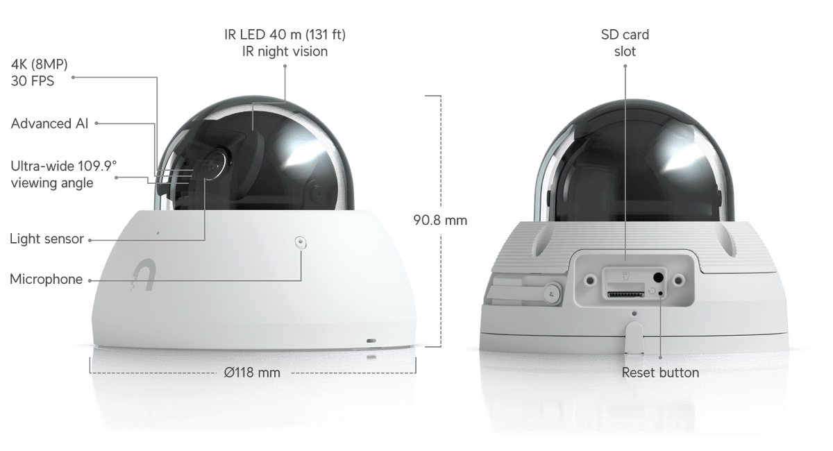 Ubiquiti UVC-AI-Dome UniFi AI Dome 4K PoE Camera - ACE Peripherals